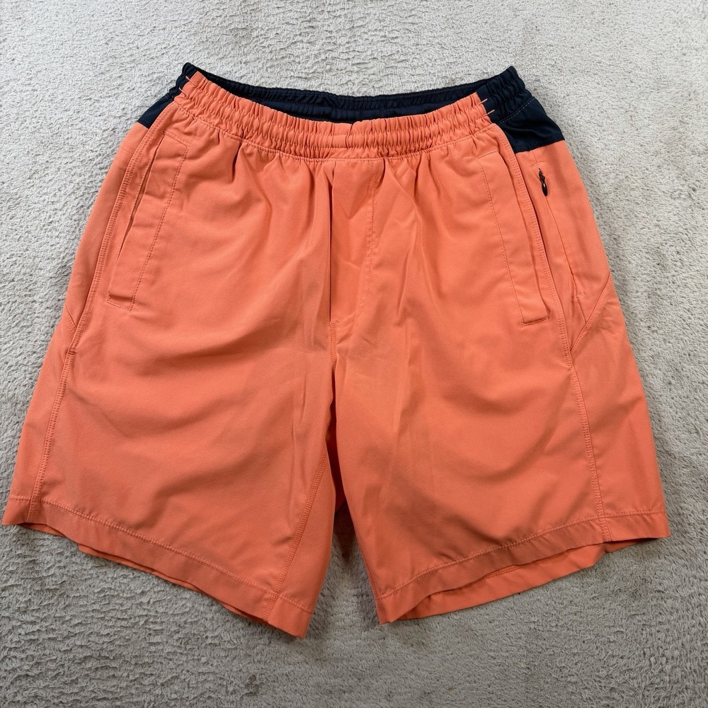 Birddogs Shorts Mens Medium Extended Orange Lined Drawstring Nylon Stretch 8"